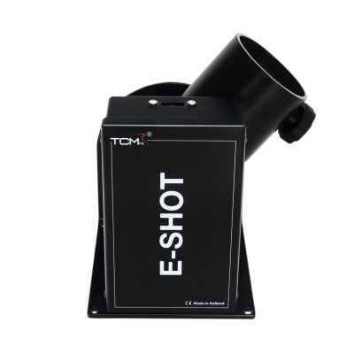 Lançador de confetes preto marcado E-SHOT da TCM