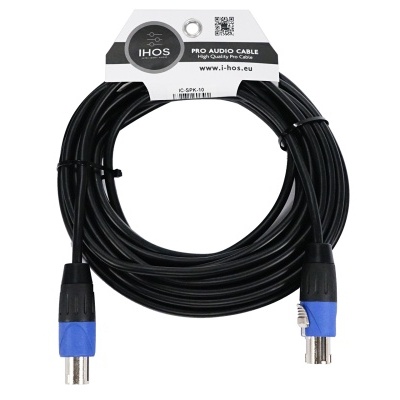 Cabo de áudio profissional preto com conectores DIN de 5 pinos azuis