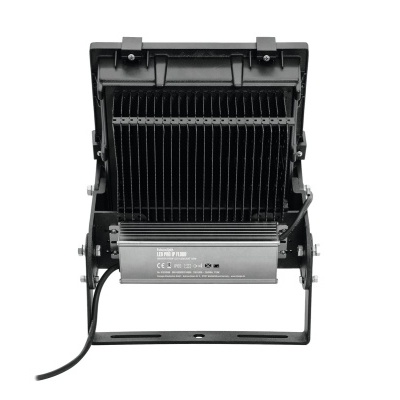 Foco LED quadrado preto com dissipador de calor em alumínio e suporte de fixação