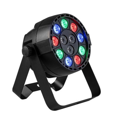 Projetor de luz LED colorido com estrutura preta e base em U