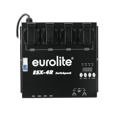 Regulador de potência Eurolite ESX-4R Switchpack preto com quatro tomadas e display digital
