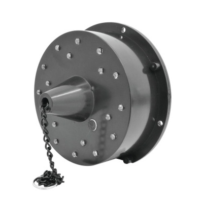 Suporte redondo preto com corrente e ilhós metálicos