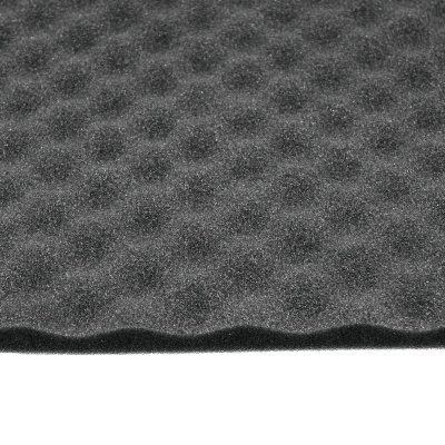 Espuma acústica preta com padrão de semi-esferas em relevo