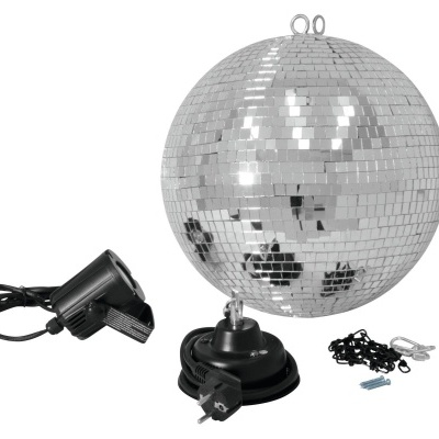 Bola de espelhos disco prateada com acessórios