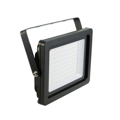 Projetor LED quadrado preto com luzes LED visíveis no painel frontal