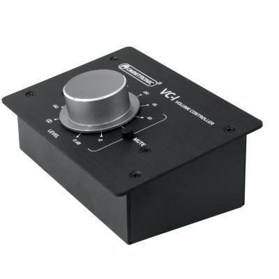 Controlador de volume preto com botão giratório cinza