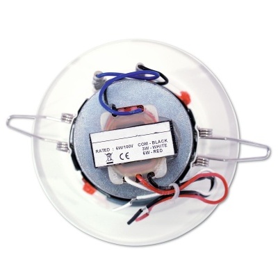 Luminária de teto LED redonda com vidro branco fosco e base metálica cinza