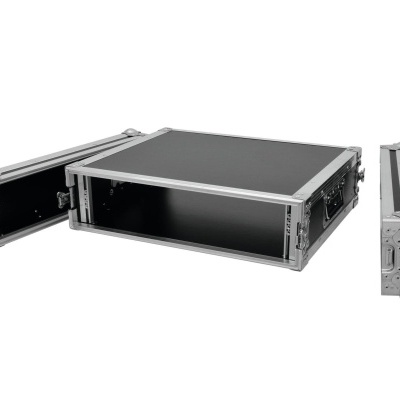 Mala de transporte metálica com revestimento preto e painéis destacáveis