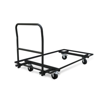 Carrinho de transporte metálico preto com rodas