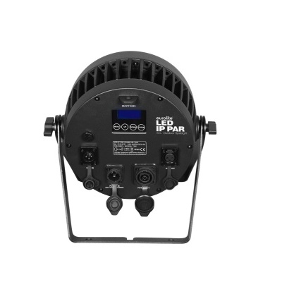 Luz LED IP PAR preta redonda com mostrador digital e conectores