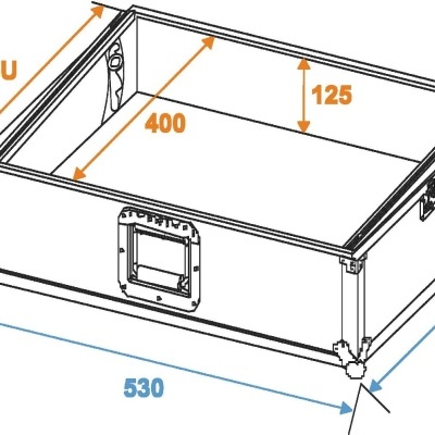 Caixa metálica técnica com medidas de transporte