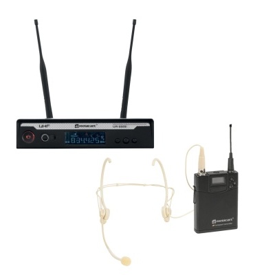 Sistema microfone sem fios Phonak com recetor preto e auricular bege