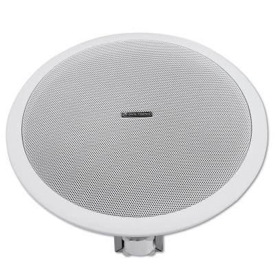 Coluna de teto branca com grelha metálica circular