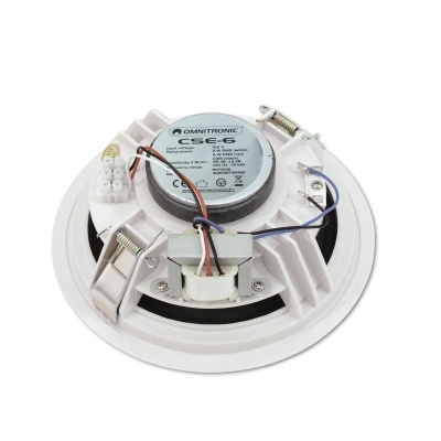 Coluna de som embutida OMNITRONIC CS-6C branca com fios e estrutura metálica