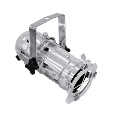 Foco de luz cênica cilíndrico em metal prateado