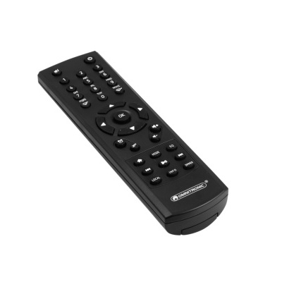 Comando remoto preto com vários botões e logótipo GUOZHENG