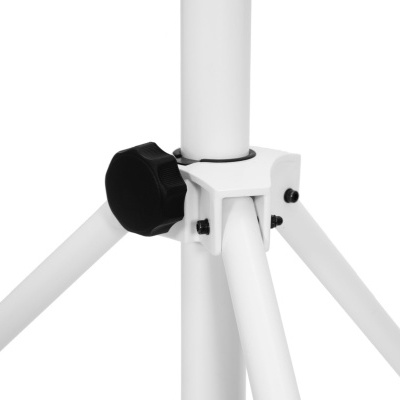 Suporte tripé branco com botão preto de ajuste