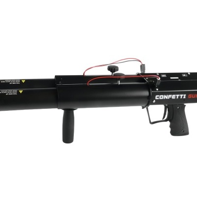 Lança confetis preto com punho e texto CONFETTI GUN TDH