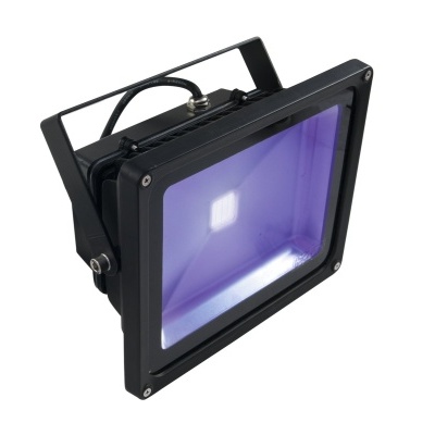 Refletor LED quadrado preto com vidro transparente e suporte ajustável