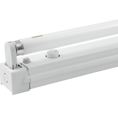 Luminária de tubo fluorescente branca com botão