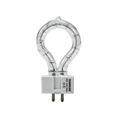 Lâmpada halógena Intralox transparente com base branca e pinos metálicos