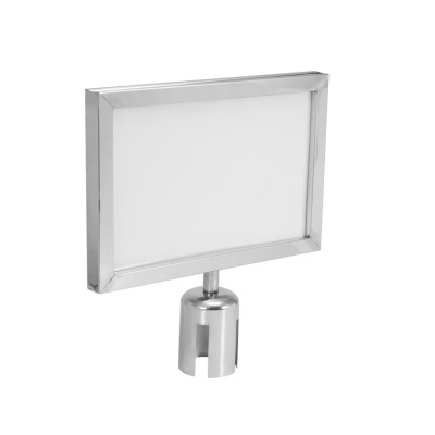 Placa retangular metálica com base cilíndrica para suporte