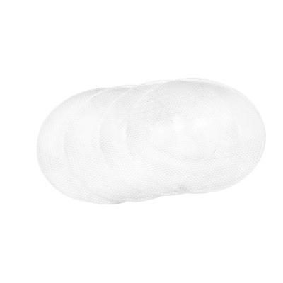 Quatro bases redondas brancas com textura de rede