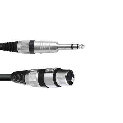 Cabo de áudio com conector jack de 6,35 mm e conector XLR feminino