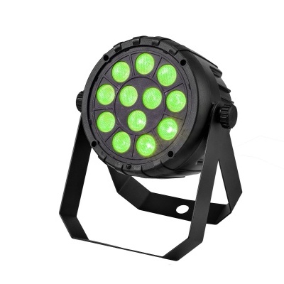 Refletor LED redondo preto com LEDs verdes e suporte metálico