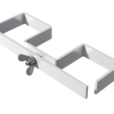 Suporte metálico branco com parafuso de aperto tipo borboleta