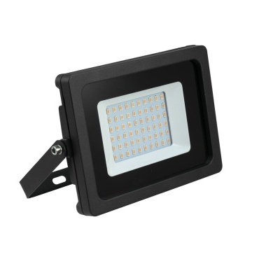 Projetor LED preto retangular com LEDs visíveis