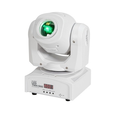 Dispositivo de iluminação móvel branco com feixe verde e visor digital vermelho