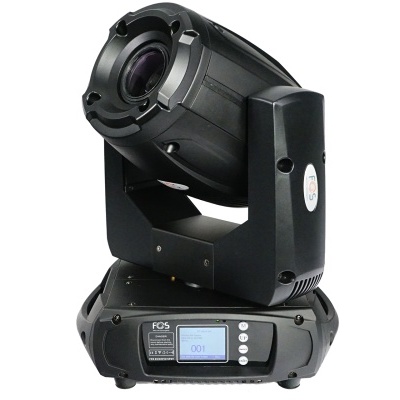 Luz móvel profissional preta tipo moving head com visor digital e botões