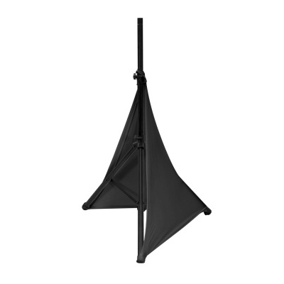 Suporte triangular em tecido preto com estrutura fina