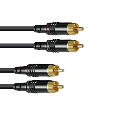 Cabo de áudio RCA com conectores dourados