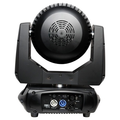 Luz profissional de palco móvel preta vista de costas com conectores na base