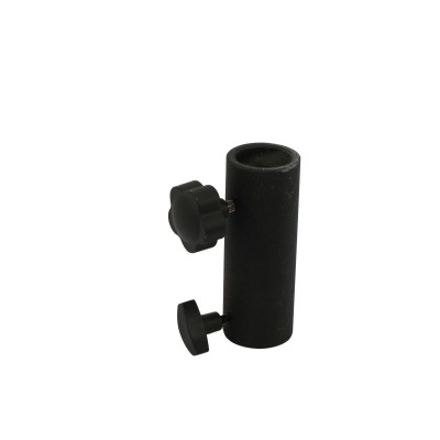 Adaptador preto de metal para guarda-sol com botões de aperto.