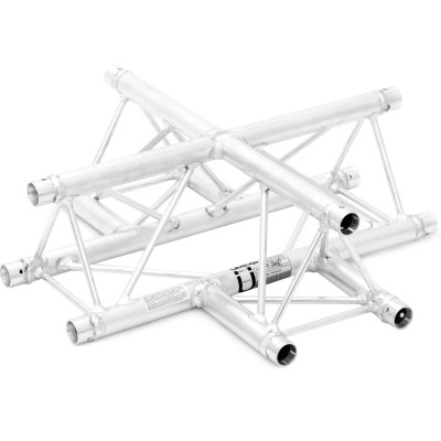 Estrutura modular de alumínio prateada em fundo branco