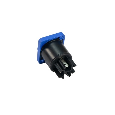 Conector elétrico preto com base azul