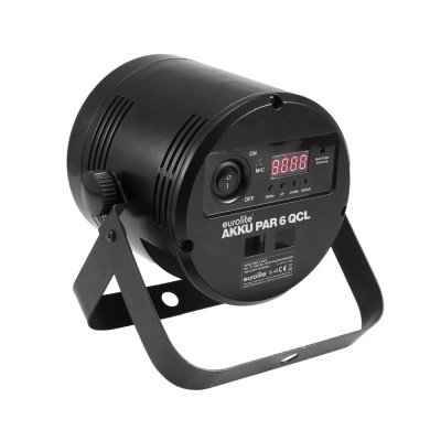 Projetor de luz preto com visor digital vermelho e suporte metálico