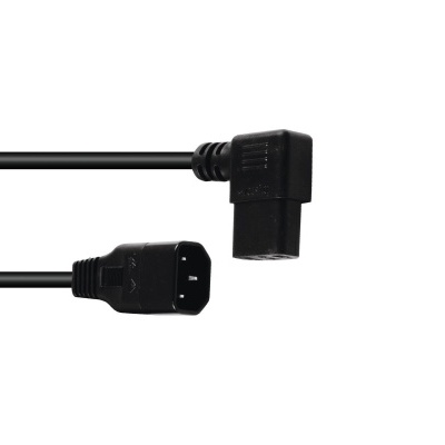 Cabo elétrico preto com conector macho e fêmea em ângulo