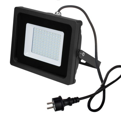 Projetor LED preto com cabo e suporte ajustável