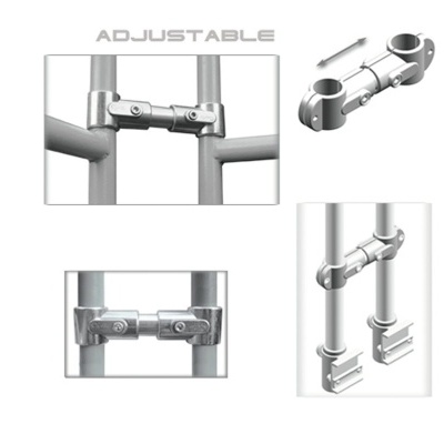 Conector metálico ajustável para tubos prateados