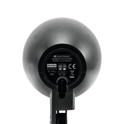Roda preta com etiqueta frontal e suporte preto