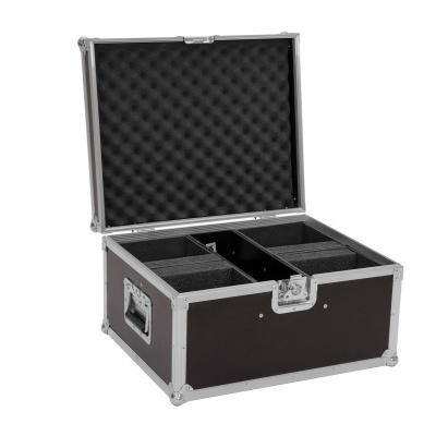 Mala de transporte preta com interior em espuma e compartimentos