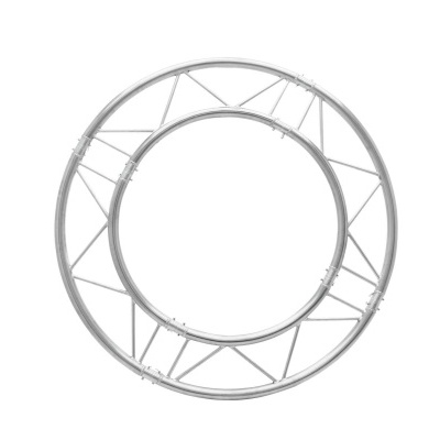 Estrutura circular metálica cinzenta com barras cruzadas