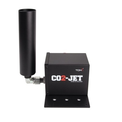 Dispositivo CO2-JET TDM preto com tubo cilíndrico para projeção de CO2