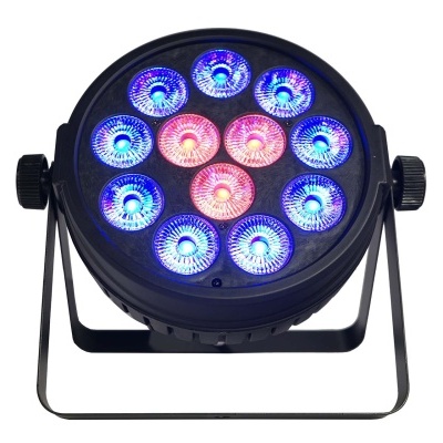 Refletor LED redondo com LEDs coloridos e estrutura preta