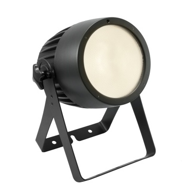 Projetor de luz LED preto com suporte ajustável em fundo branco