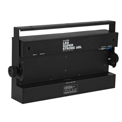 iluminação LED preto formato retangular com alça e texto LED SUPER STROBE ABL